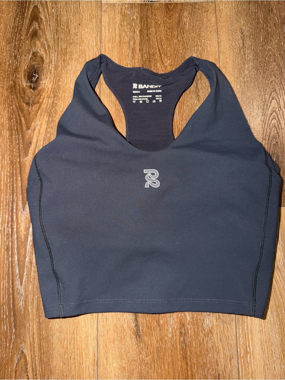 Bandit Running Navy Racerback Crop Top Sports Bra XS